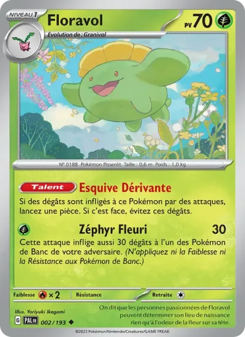 Carte Pokémon Floravol 002/193, extension Évolutions à Paldea