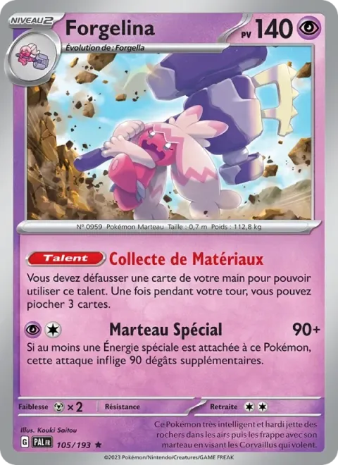 Carte Pokémon Forgelina 105/193, extension Évolutions à Paldea