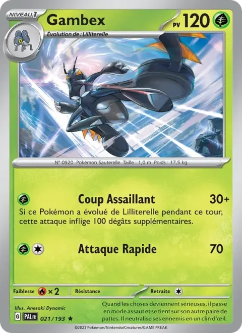 Carte Pokémon Gambex 021/193, extension Évolutions à Paldea