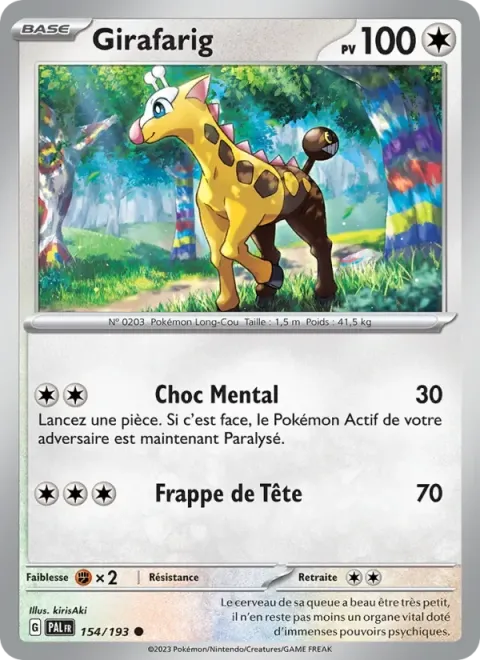 Carte Pokémon Girafarig 154/193, extension Évolutions à Paldea