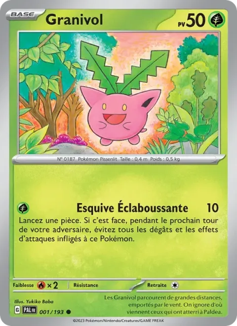 Carte Pokémon Granivol 001/193, extension Évolutions à Paldea
