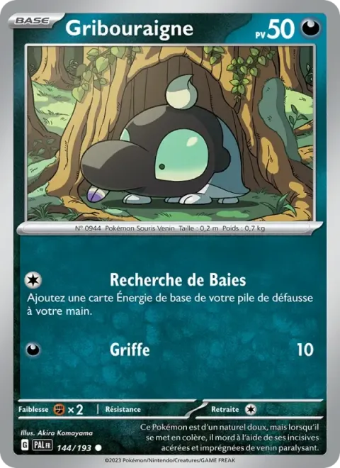 Carte Pokémon Gribouraigne 144/193, extension Évolutions à Paldea