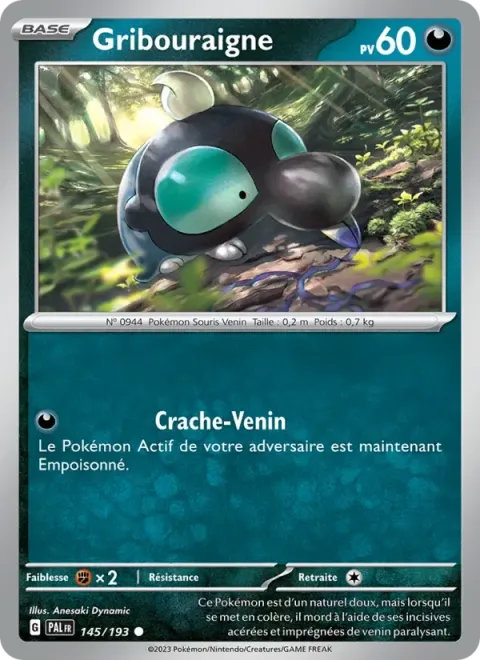 Carte Pokémon Gribouraigne 145/193, extension Évolutions à Paldea