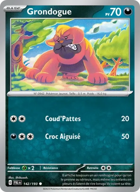 Carte Pokémon Grondogue 142/193, extension Évolutions à Paldea