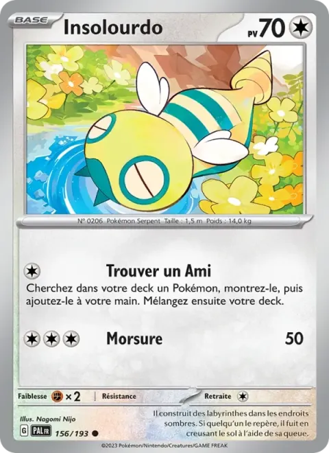 Carte Pokémon Insolourdo 156/193, extension Évolutions à Paldea