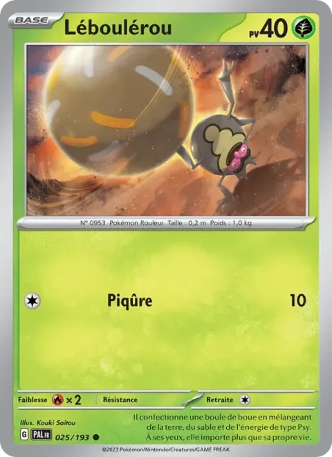 Carte Pokémon Léboulérou 025/193, extension Évolutions à Paldea