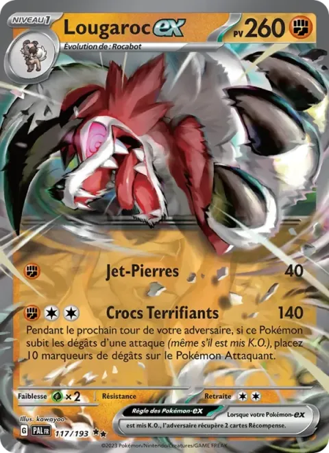 Carte Pokémon Lougaroc-ex 117/193, extension Évolutions à Paldea