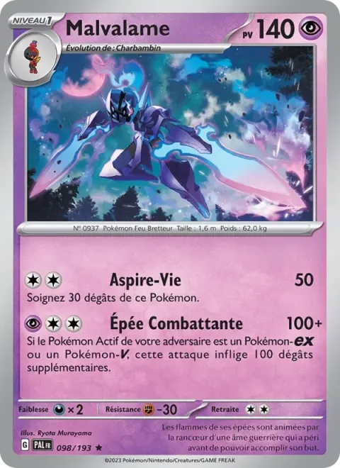 Carte Pokémon Malvalame 098/193, extension Évolutions à Paldea