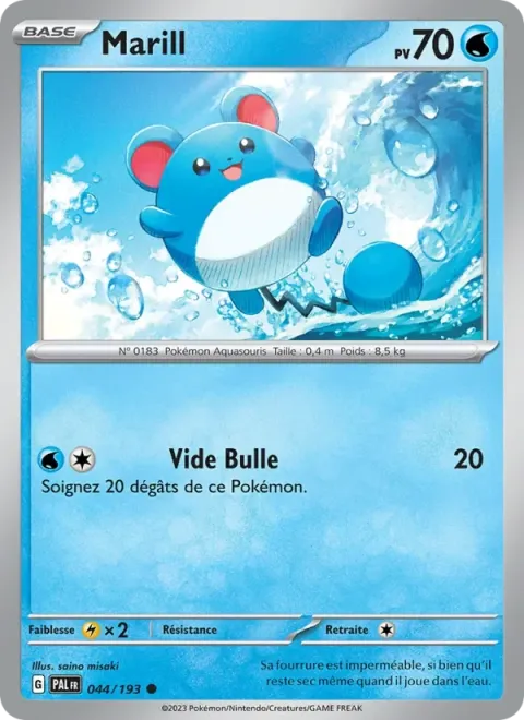 Carte Pokémon Marill 044/193, extension Évolutions à Paldea