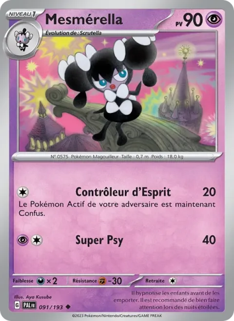 Carte Pokémon Mesmérella 091/193, extension Évolutions à Paldea