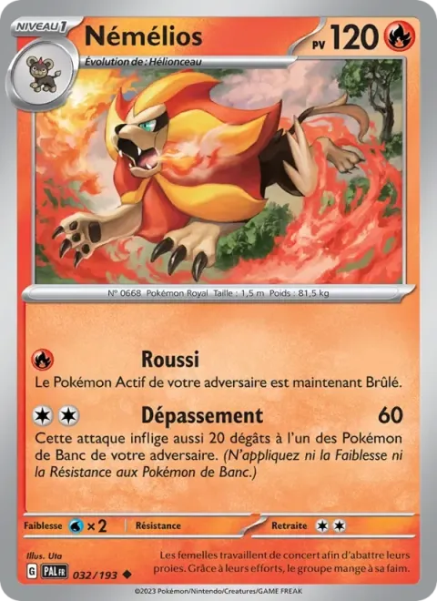 Carte Pokémon Némélios 032/193, extension Évolutions à Paldea