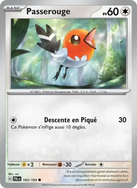 Carte Pokémon Passerouge 163/193, extension Évolutions à Paldea