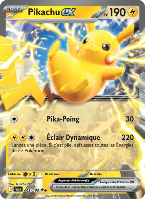 Carte Pokémon Pikachu-ex 063/193, extension Évolutions à Paldea