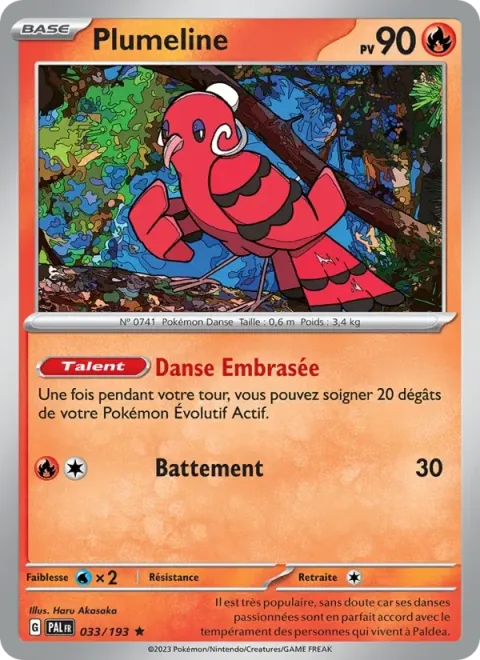 Carte Pokémon Plumeline 033/193, extension Évolutions à Paldea