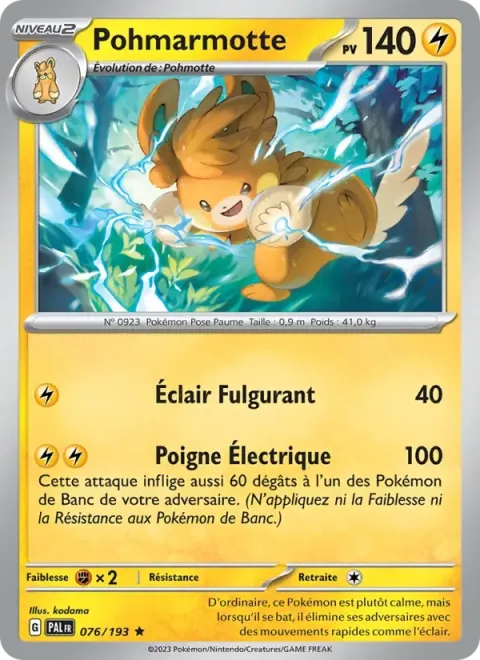 Carte Pokémon Pohmarmotte 076/193, extension Évolutions à Paldea