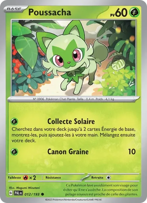 Carte Pokémon Poussacha 012/193, extension Évolutions à Paldea