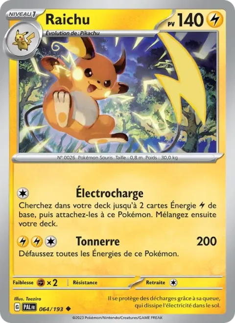 Carte Pokémon Raichu 064/193, extension Évolutions à Paldea