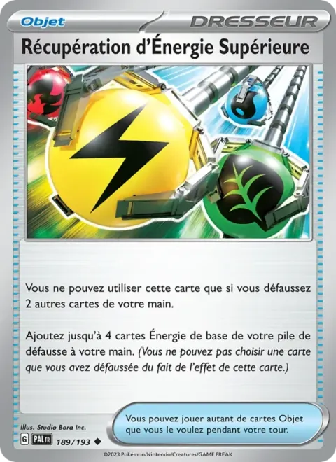 Carte Pokémon Récupération d’Énergie Supérieure 189/193, extension Évolutions à Paldea