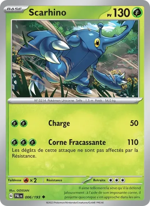 Carte Pokémon Scarhino 006/193, extension Évolutions à Paldea