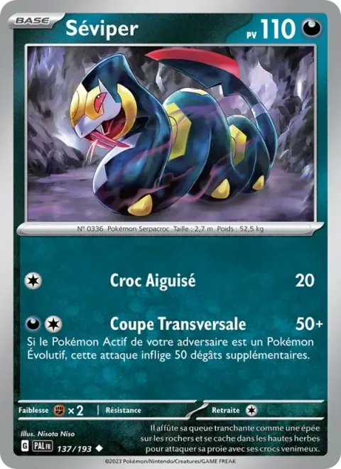 Carte Pokémon Séviper 137/193, extension Évolutions à Paldea