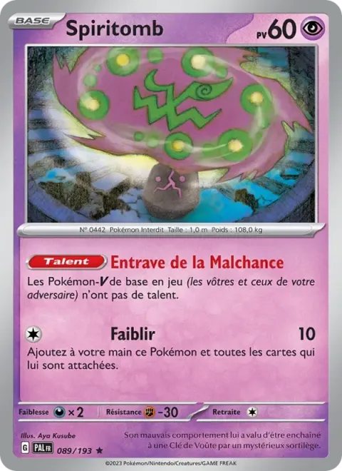 Carte Pokémon Spiritomb 089/193, extension Évolutions à Paldea