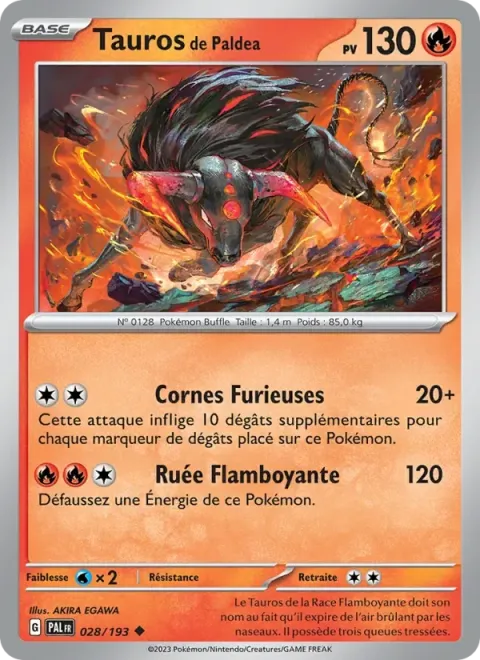 Carte Pokémon Tauros de Paldea 028/193, extension Évolutions à Paldea