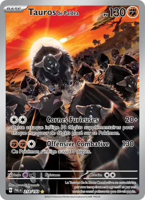 Carte Pokémon Tauros de Paldea 218/193, extension Évolutions à Paldea