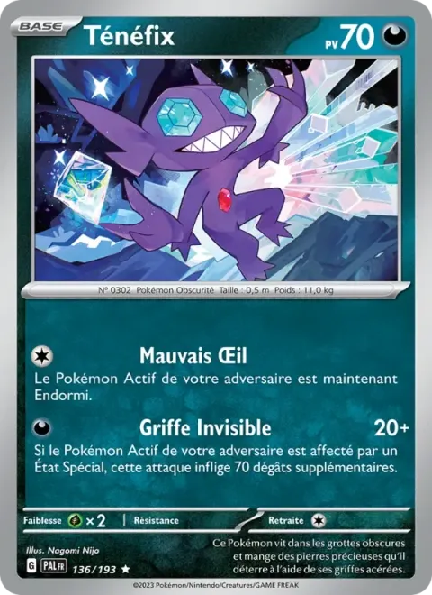 Carte Pokémon Ténéfix 136/193, extension Évolutions à Paldea