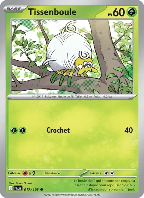 Carte Pokémon Tissenboule 017/193, extension Évolutions à Paldea