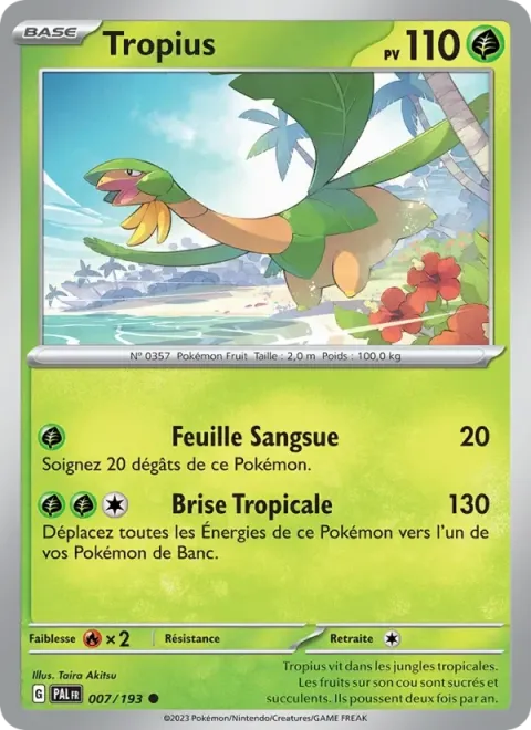 Carte Pokémon Tropius 007/193, extension Évolutions à Paldea