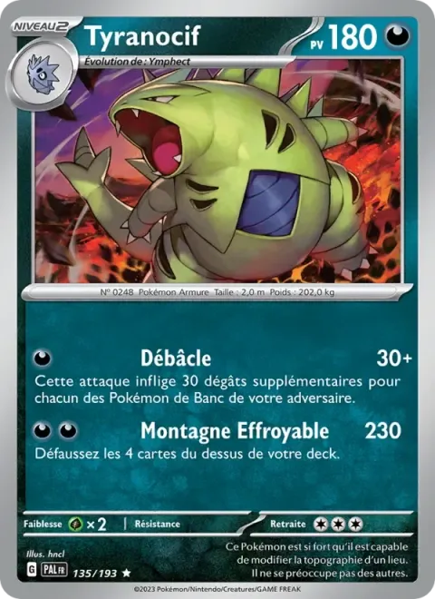 Carte Pokémon Tyranocif 135/193, extension Évolutions à Paldea