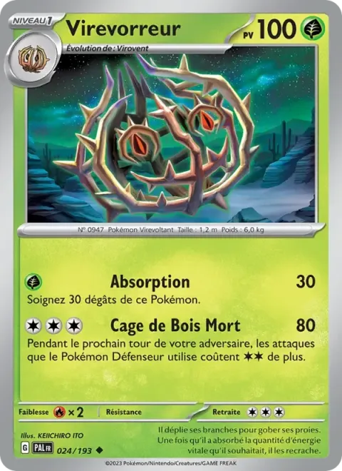 Carte Pokémon Virevorreur 024/193, extension Évolutions à Paldea