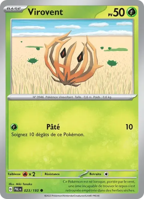 Carte Pokémon Virovent 023/193, extension Évolutions à Paldea