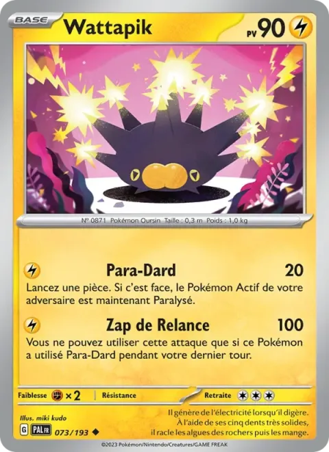 Carte Pokémon Wattapik 073/193, extension Évolutions à Paldea