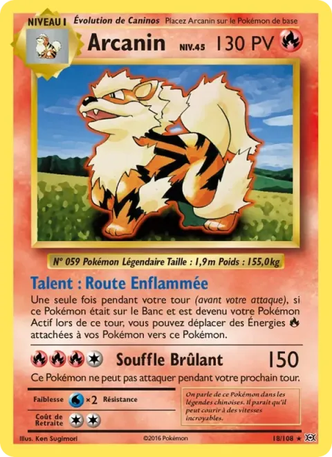 Carte Pokémon Arcanin 018/108, extension Évolutions