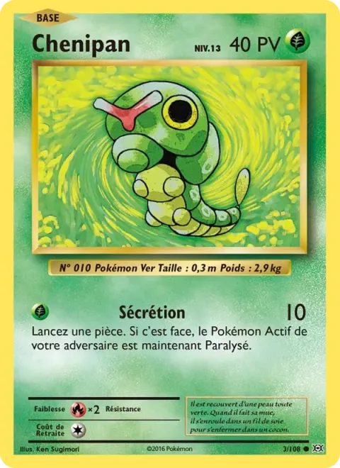 Carte Pokémon Chenipan 003/108, extension Évolutions