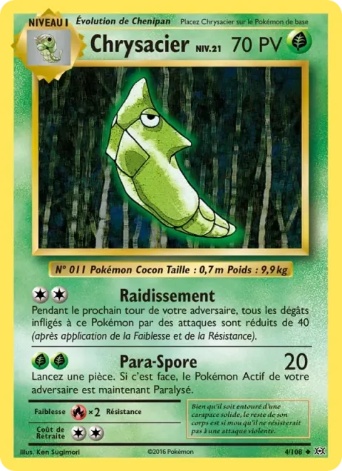 Carte Pokémon Chrysacier 004/108, extension Évolutions