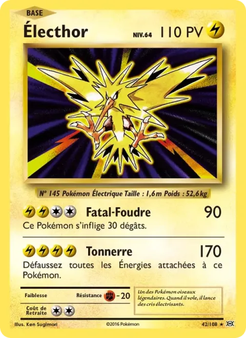 Carte Pokémon Électhor 042/108, extension Évolutions