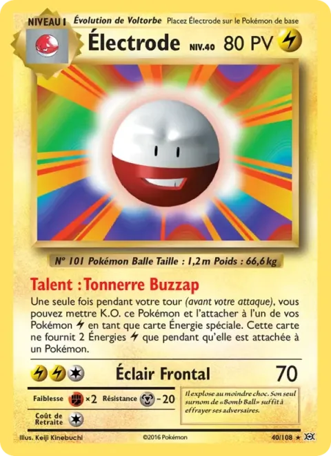 Carte Pokémon Électrode 040/108, extension Évolutions