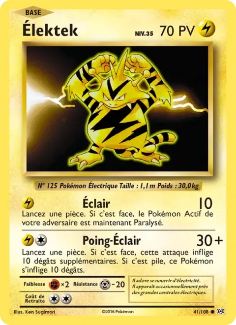 Carte Pokémon Élektek 041/108, extension Évolutions