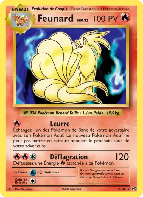Carte Pokémon Feunard 015/108, extension Évolutions