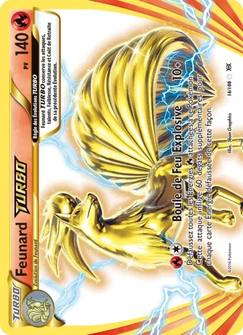 Carte Pokémon Feunard TURBO 016/108, extension Évolutions