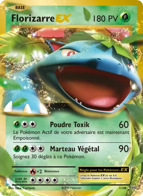 Carte Pokémon Florizarre EX 001/108, extension Évolutions