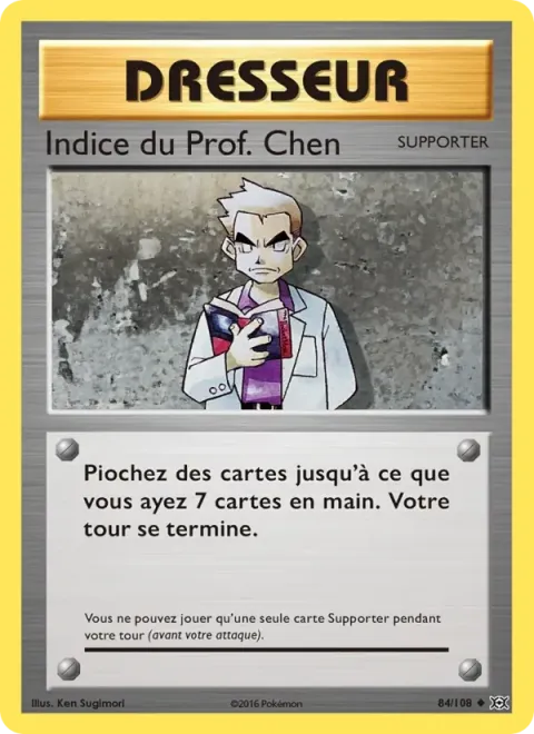 Carte Pokémon Indice du Prof. Chen 084/108, extension Évolutions