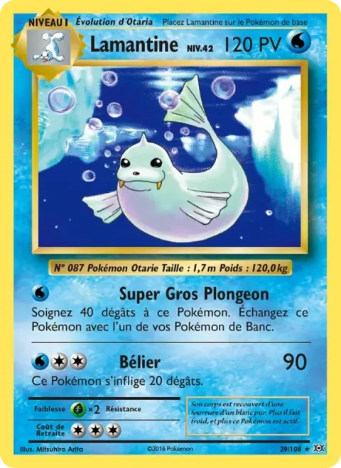 Carte Pokémon Lamantine 029/108, extension Évolutions