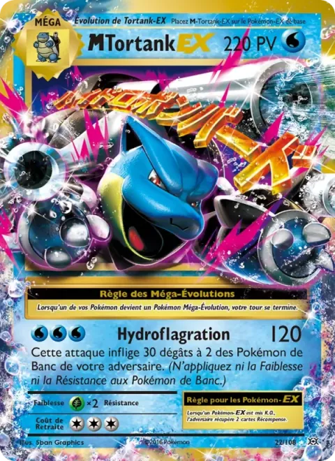 Carte Pokémon M-Tortank EX 022/108, extension Évolutions