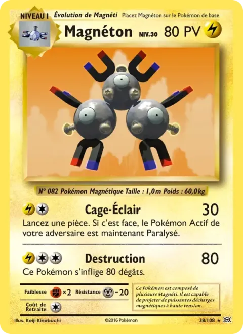 Carte Pokémon Magnéton 038/108, extension Évolutions