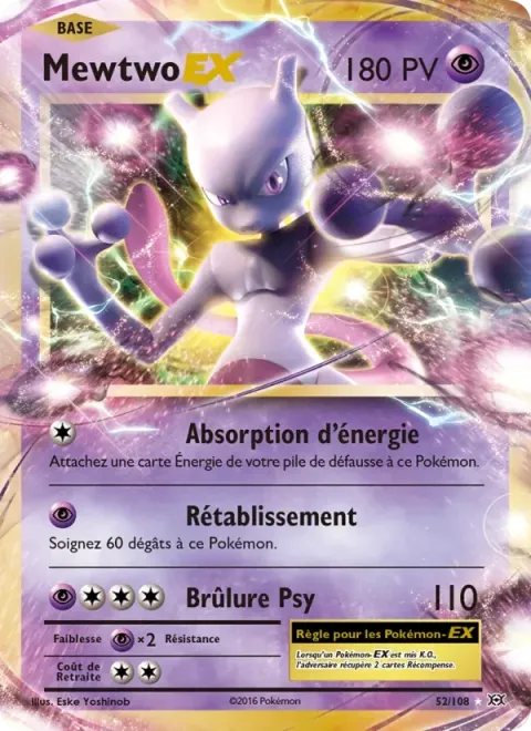 Carte Pokémon Mewtwo EX 052/108, extension Évolutions