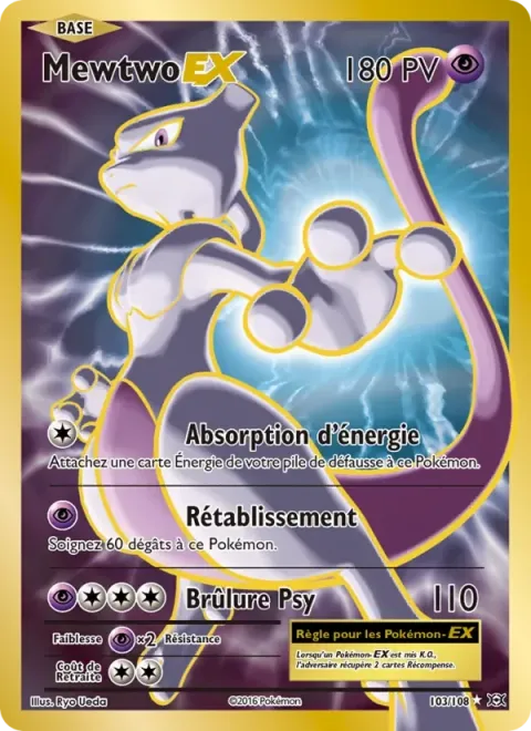 Carte Pokémon Mewtwo EX 103/108, extension Évolutions