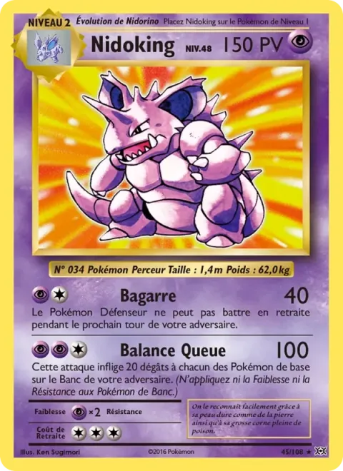 Carte Pokémon Nidoking 045/108, extension Évolutions